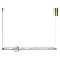 Светильник подвесной LED Crystal 5008/28L Odeon Light прозрачный 1 лампа, основание золотое в стиле современный линейный