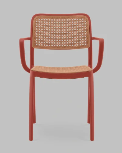 Стул Yona, пластиковый, с подлокотниками, красный УТ000040844 Stool Group, коричневый/пластик, ножки/металл/красный, размеры - *810**** фото 2