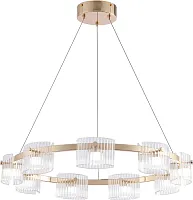 Люстра подвесная LED Ori 4248-9P Favourite прозрачная белая на 9 ламп, основание золотое в стиле современный 