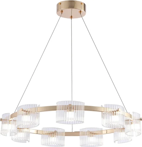 Люстра подвесная LED Ori 4248-9P Favourite прозрачная белая на 9 ламп, основание золотое в стиле современный 