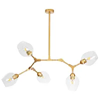 Люстра на штанге Yuka A4103SP-5GO Arte Lamp прозрачная на 5 ламп, основание золотое в стиле арт-деко современный 