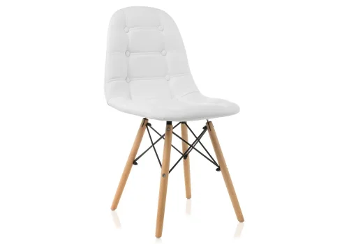 Деревянный стул Kvadro white 11823 Woodville, белый/искусственная кожа, ножки/массив бука/натуральный, размеры - ****450*490
