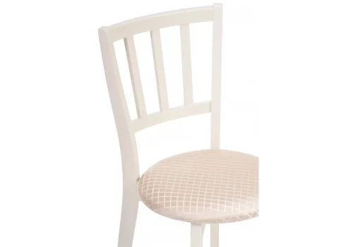 Деревянный стул Айра молочный / ромб 450677 Woodville, бежевый/ткань, ножки/массив бука/молочный, размеры - ****400*480 фото 5