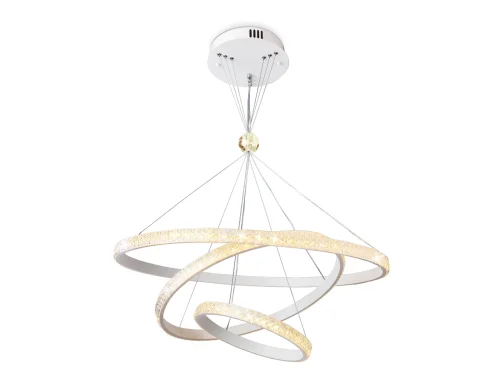 Люстра подвесная LED с пультом FA6157 Ambrella light белая на 1 лампа, основание белое в стиле современный хай-тек с пультом кольца фото 5