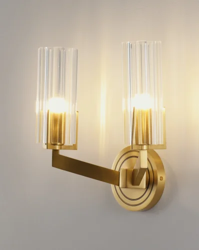 Бра Brass V11073-2W Moderli прозрачный на 2 лампы, основание золотое латунь в стиле современный американский 