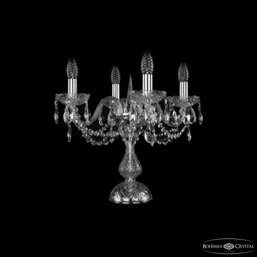 Настольная лампа 1402L/4/141-39 Ni Bohemia Ivele Crystal без плафона 4 лампы, основание прозрачное никель стекло хрусталь металл в стиле классический sp