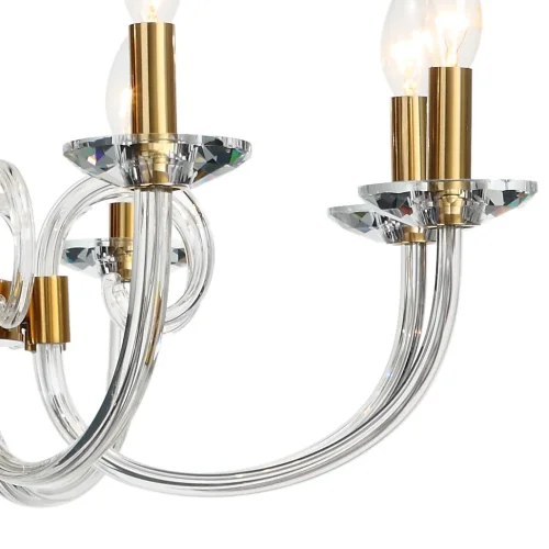 Люстра подвесная Glass 1050/03/08P Stilfort прозрачная на 8 ламп, основание золотое в стиле классический фото 3 Люстра подвесная Glass 1050/03/08P Stilfort прозрачная на 8 ламп, основание золотое в стиле классический фото 3