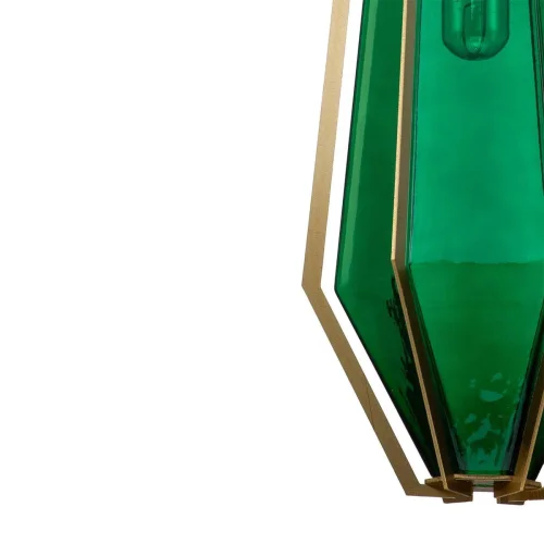 Светильник подвесной Vista V000317 Indigo зелёный 1 лампа, основание золотое в стиле скандинавский выдувное фото 2