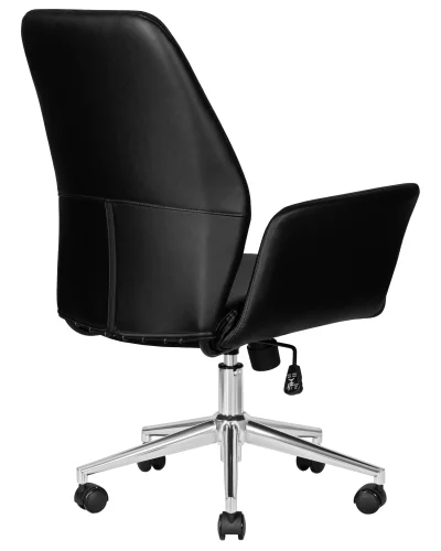 Офисное кресло для руководителя 125B-LMR SAMUEL, цвет черный Dobrin, чёрный/экокожа, ножки/металл/хром, размеры - 960*1060***640*650 фото 4