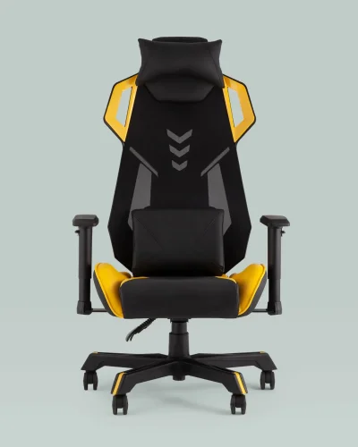 Кресло спортивное TopChairs Рэтчэт, желтый УТ000036991 Stool Group, чёрный жёлтый/экокожа, ножки/пластик/чёрный, размеры - 440*1310***700*740 фото 6