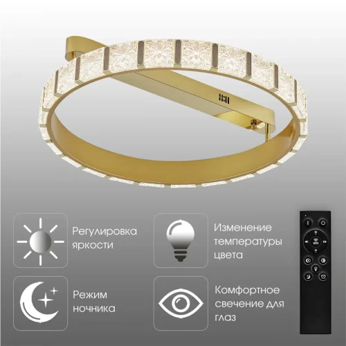 Люстра потолочная LED с пультом AM-Venezia 310183/D600 GD Arte Milano прозрачная на 1 лампу, основание золотое в стиле современный с пультом фото 12