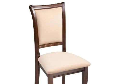 Деревянный стул Корнелл бежевый велюр / орех темный 515975 Woodville, бежевый/велюр, ножки/массив бука/орех, размеры - ****450*550 фото 5