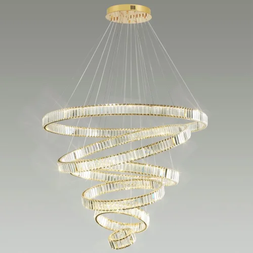Люстра подвесная LED Vekia 5015/260L Odeon Light прозрачная на 1 лампу, основание золотое в стиле современный фото 5