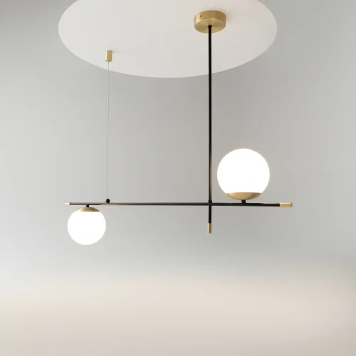 Светильник подвесной Nostalgia MOD048PL-02G Maytoni белый на 2 лампы, основание матовое золото в стиле современный шар фото 6