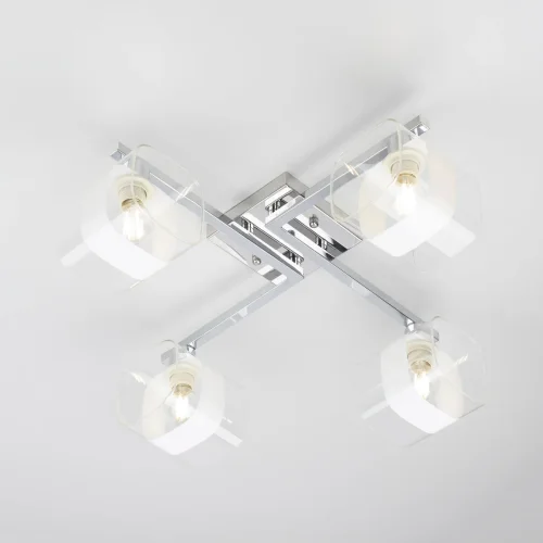 Люстра потолочная Вирта CL139141 Citilux прозрачная на 4 лампы, основание хром в стиле современный  фото 4