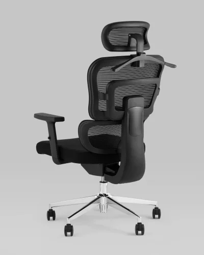 Кресло офисное TopChairs Techno черный УТ000037110 Stool Group, чёрный/ткань, ножки/металл/хром, размеры - 520*1240***680*690 фото 5