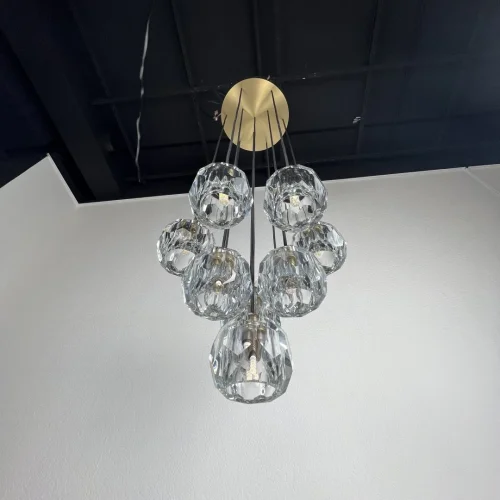Люстра подвесная Cristal 84597-22 ImperiumLoft прозрачная на 10 ламп, основание латунь в стиле современный  фото 10