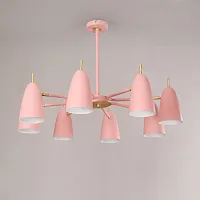 Люстра на штанге PINNACLE D86 Pink 195496-26 ImperiumLoft розовая на 8 ламп, основание золотое в стиле современный 