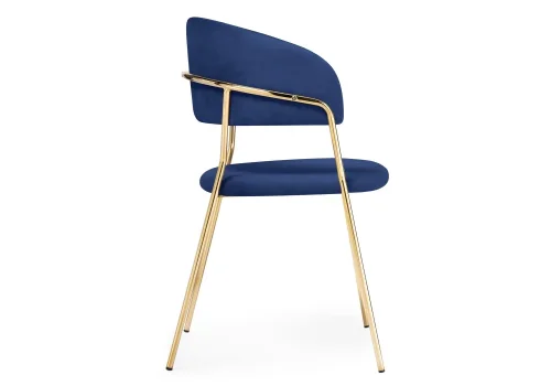 Стул на металлокаркасе Kamelia dark blue / gold 15320 Woodville, синий/велюр, ножки/металл/золотой, размеры - ****570*540 фото 3