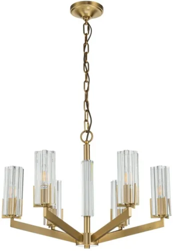 Люстра подвесная Malone 6035-6 BR CL Belfast прозрачная на 6 ламп, основание латунь в стиле современный фото 2