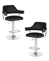 Стул барный набор 2 шт. SET-2 5019-LM CHARLY, цвет сиденья черный, цвет основания хром Dobrin, /экокожа, ножки/металл/хром, размеры - 990*1200***610*540 Стул барный набор 2 шт. SET-2 5019-LM CHARLY, цвет сиденья черный, цвет основания хром Dobrin, /экокожа, ножки/металл/хром, размеры - 990*1200***610*540