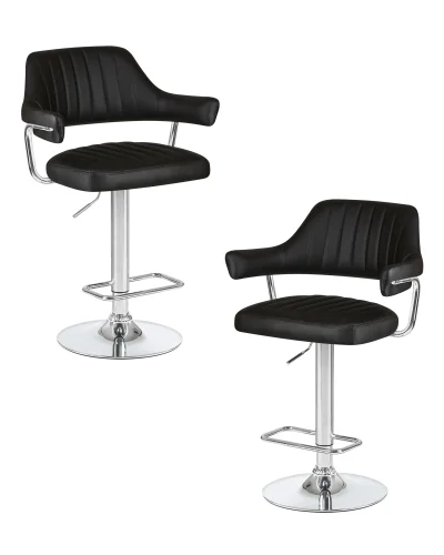 Стул барный набор 2 шт. SET-2 5019-LM CHARLY, цвет сиденья черный, цвет основания хром Dobrin, /экокожа, ножки/металл/хром, размеры - 990*1200***610*540 Стул барный набор 2 шт. SET-2 5019-LM CHARLY, цвет сиденья черный, цвет основания хром Dobrin, /экокожа, ножки/металл/хром, размеры - 990*1200***610*540