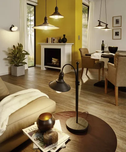 Светильник подвесной лофт STOCKBURY 49457 Eglo коричневый 2 лампы, основание коричневое в стиле лофт  фото 2