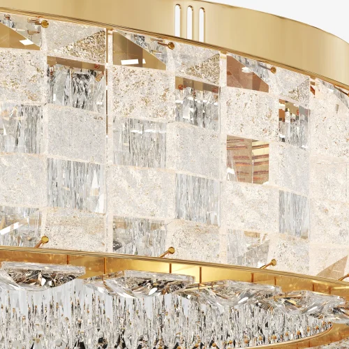 Люстра потолочная LED Castello MOD336CL-L100G3K Maytoni прозрачная на 1 лампу, основание золотое в стиле современный фото 2