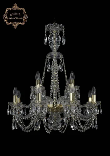 Люстра подвесная хрустальная 11.11.8+4.240.XL-78.Gd.Sp Bohemia Art Classic прозрачная на 12 ламп, основание золотое в стиле классический 