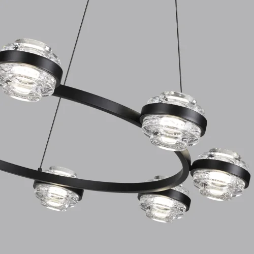 Люстра подвесная LED Klot 5031/50L Odeon Light прозрачная на 1 лампа, основание чёрное в стиле современный  фото 5