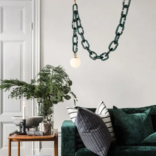 Светильник подвесной CHAIN 140602-26 ImperiumLoft белый на 1 лампу, основание зелёное в стиле современный фото 5