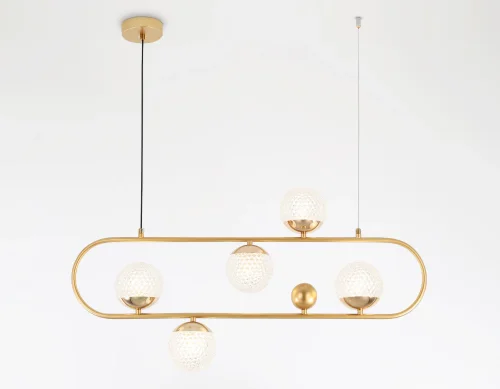 Светильник подвесной TR5433 Ambrella light прозрачный 5 ламп, основание золотое в стиле современный шар фото 3
