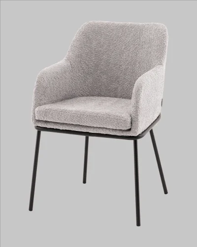 Стул с подлокотниками Кози new ткань букле серый УТ000040876 Stool Group, серый/букле, ножки/металл/чёрный, размеры - ***** фото 3