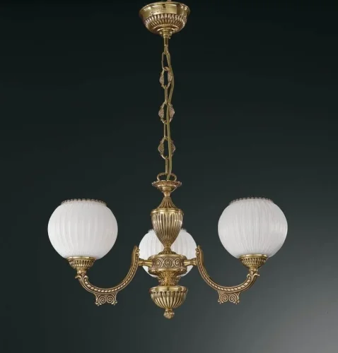 Люстра подвесная  L 8850/3 Reccagni Angelo белая на 3 лампы, основание золотое в стиле классический 