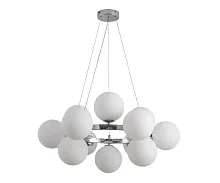 Люстра подвесная Сида 07508-12,02 Kink Light белая на 12 ламп, основание хром в стиле модерн молекула шар