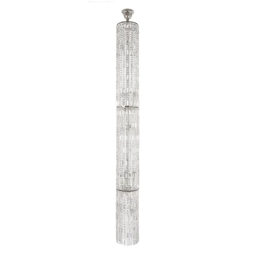 Люстра хрустальная каскадная столб Lazio E 1.9.25.501 N Arti Lampadari прозрачная без плафона на 15 ламп, основание никель в стиле классический 