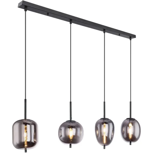 Светильник подвесной Blacky 15345-4 Globo чёрный серый 4 лампы, основание чёрное в стиле современный выдувное