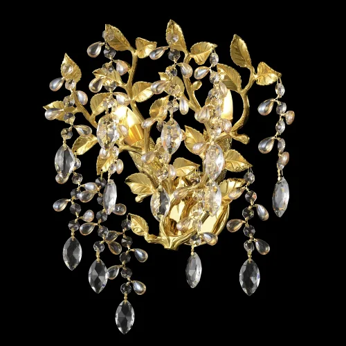 Бра EDEN AP2 GOLD Crystal Lux прозрачный на 2 лампы, основание золотое в стиле флористика фото 2