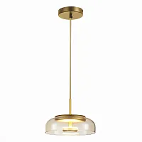 Светильник подвесной LED Lazio SL6002.203.01 ST-Luce янтарный 1 лампа, основание золотое в стиле современный хай-тек 