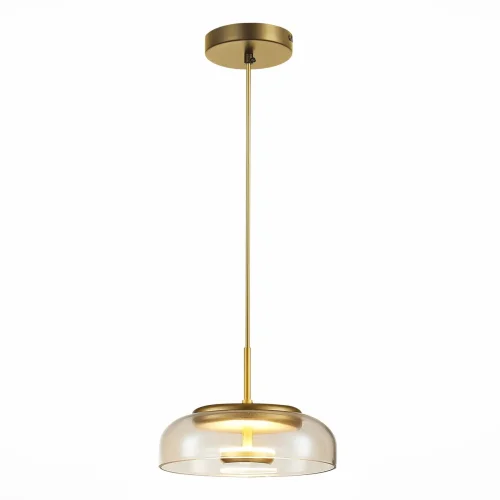 Светильник подвесной LED Lazio SL6002.203.01 ST-Luce янтарный на 1 лампу, основание золотое в стиле хай-тек современный 