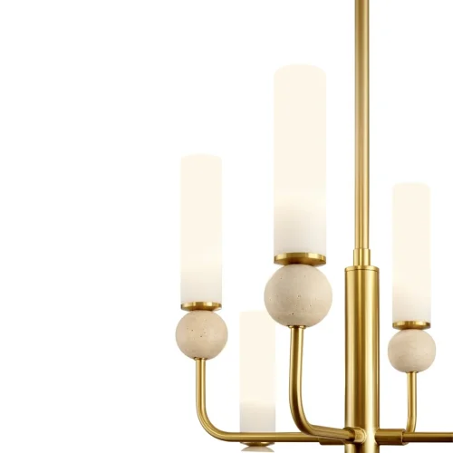 Люстра на штанге Sunspot FR5482CL-08BS Freya белая на 8 ламп, основание латунь в стиле современный фото 6 Люстра на штанге Sunspot FR5482CL-08BS Freya белая на 8 ламп, основание латунь в стиле современный фото 6