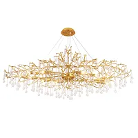 Люстра подвесная REINA V2 SP16 L1500 GOLD PEARL Crystal Lux прозрачная на 16 ламп, основание золотое в стиле арт-деко современный ветви