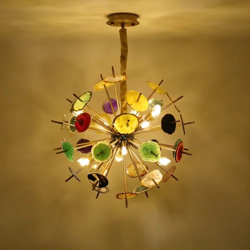 Люстра подвесная AGATE 2 D80 193314-23 ImperiumLoft разноцветная на 24 лампы, основание латунь в стиле современный  фото 12