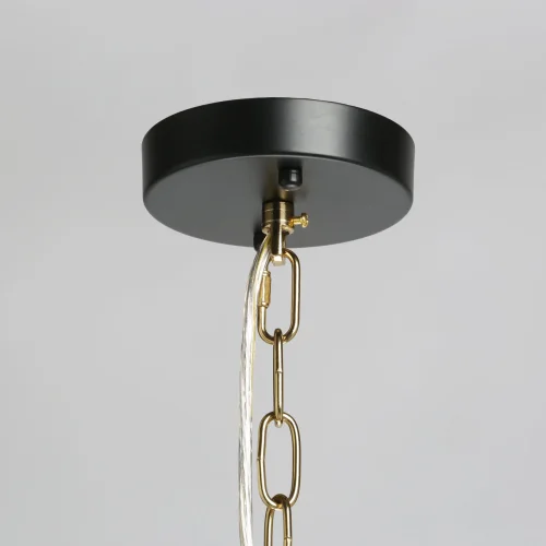 Люстра подвесная Крайс 657012708 DeMarkt прозрачная на 8 ламп, основание латунь чёрное в стиле современный шар фото 4
