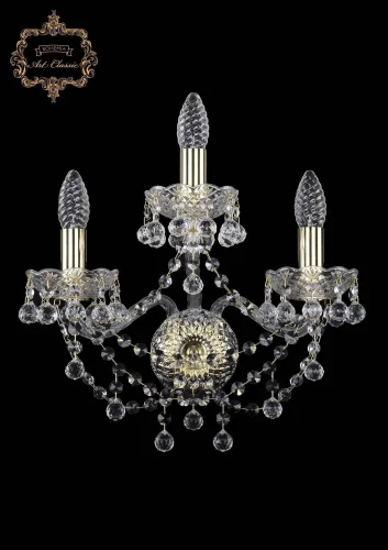 Бра 10.26.2+1.141.Gd.B Bohemia Art Classic прозрачный на 3 лампы, основание золотое в стиле классический 