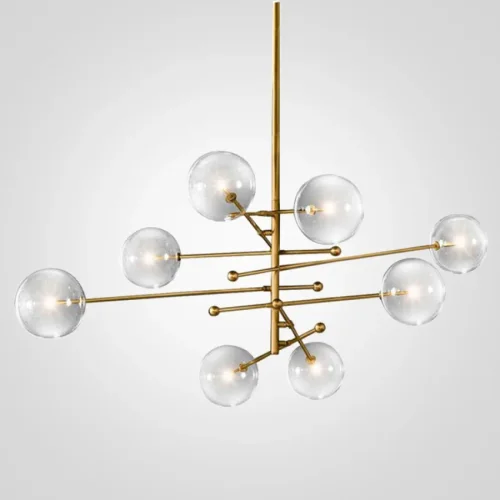 Светильник подвесной ImperiumLoft Globe Mobile 8 brass KG0835P-8 brass 109507-30 ImperiumLoft прозрачный на 8 ламп, основание латунь в стиле современный 
