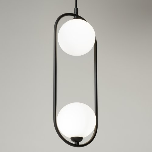 Светильник подвесной Ring MOD013PL-02B Maytoni белый на 2 лампы, основание чёрное в стиле современный шар фото 5