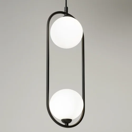 Светильник подвесной Ring MOD013PL-02B Maytoni белый на 2 лампы, основание чёрное в стиле современный шар фото 5 Светильник подвесной Ring MOD013PL-02B Maytoni белый на 2 лампы, основание чёрное в стиле современный шар фото 5