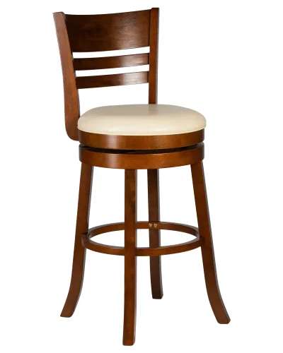 Вращающийся полубарный стул 4393-LMU WILLIAM COUNTER, цвет сиденья кремовый, цвет дерева шоколад Dobrin, кремовый/экокожа, ножки/дерево/шоколад, размеры - ****430*480