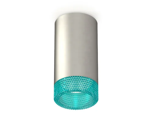 Светильник накладной Techno Spot XS XS6324021 Ambrella light голубой серебряный 1 лампа, основание серебряное в стиле хай-тек современный круглый
